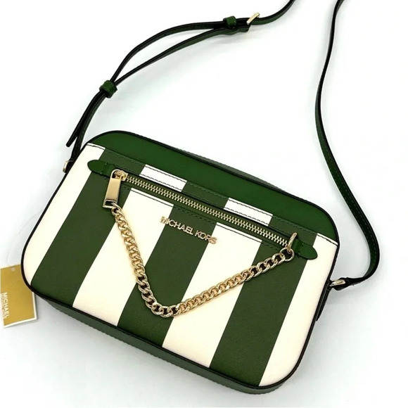 Michael Kors Large EW Zip Chain Crossbody Bag & ZA Card Case Wallet Fern Green - Picture 6 of 15